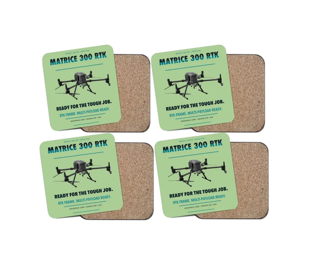 DJI Matrice 300 RTK design on light green 4 pieces set coaster