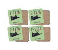 Thumbnail for F-117A Nighthawk design on light green 4 pieces set coaster