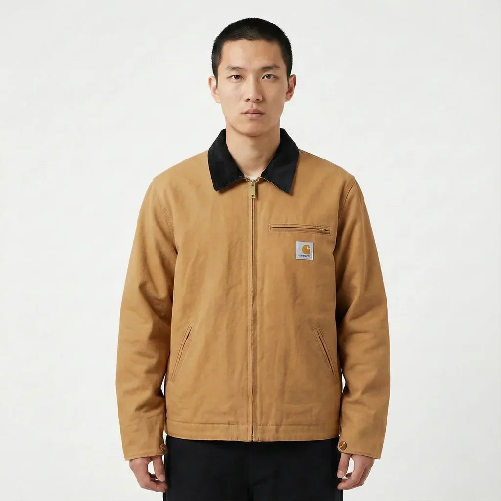 Workwear Canvas Retro Hunting Outfit Autumn Coat Detroit aviation design printed on padded shell with classic pilot styling p.