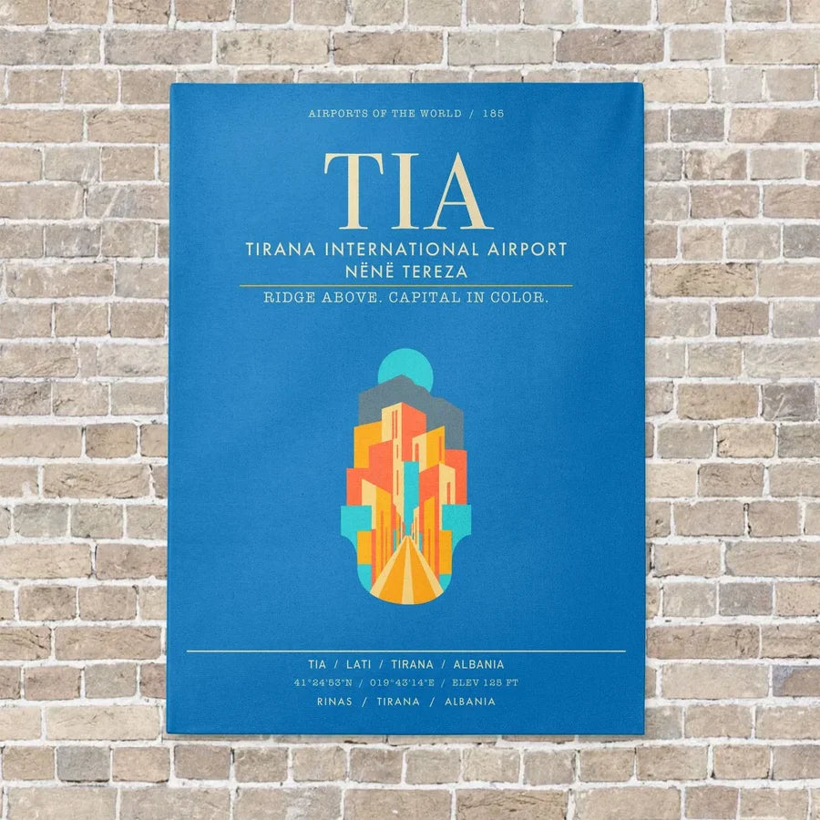 Tirana International Airport Nene Tereza TIA - Canvas Framed - Turquoise