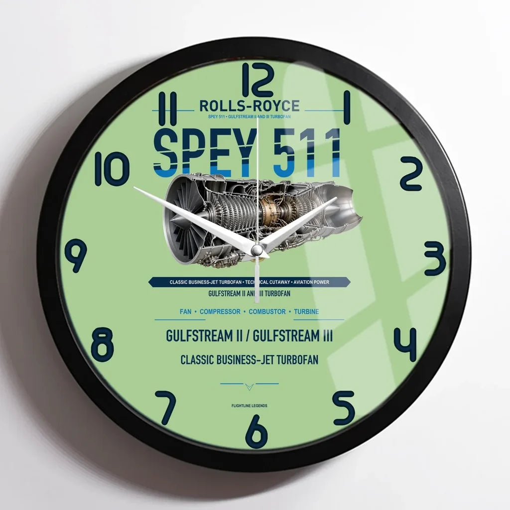 SPEY 511 design on light green framed wall clock