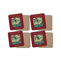 Thumbnail for The Warm Winds Crossing - Designed Coasters design on dark red 4-pieces-set