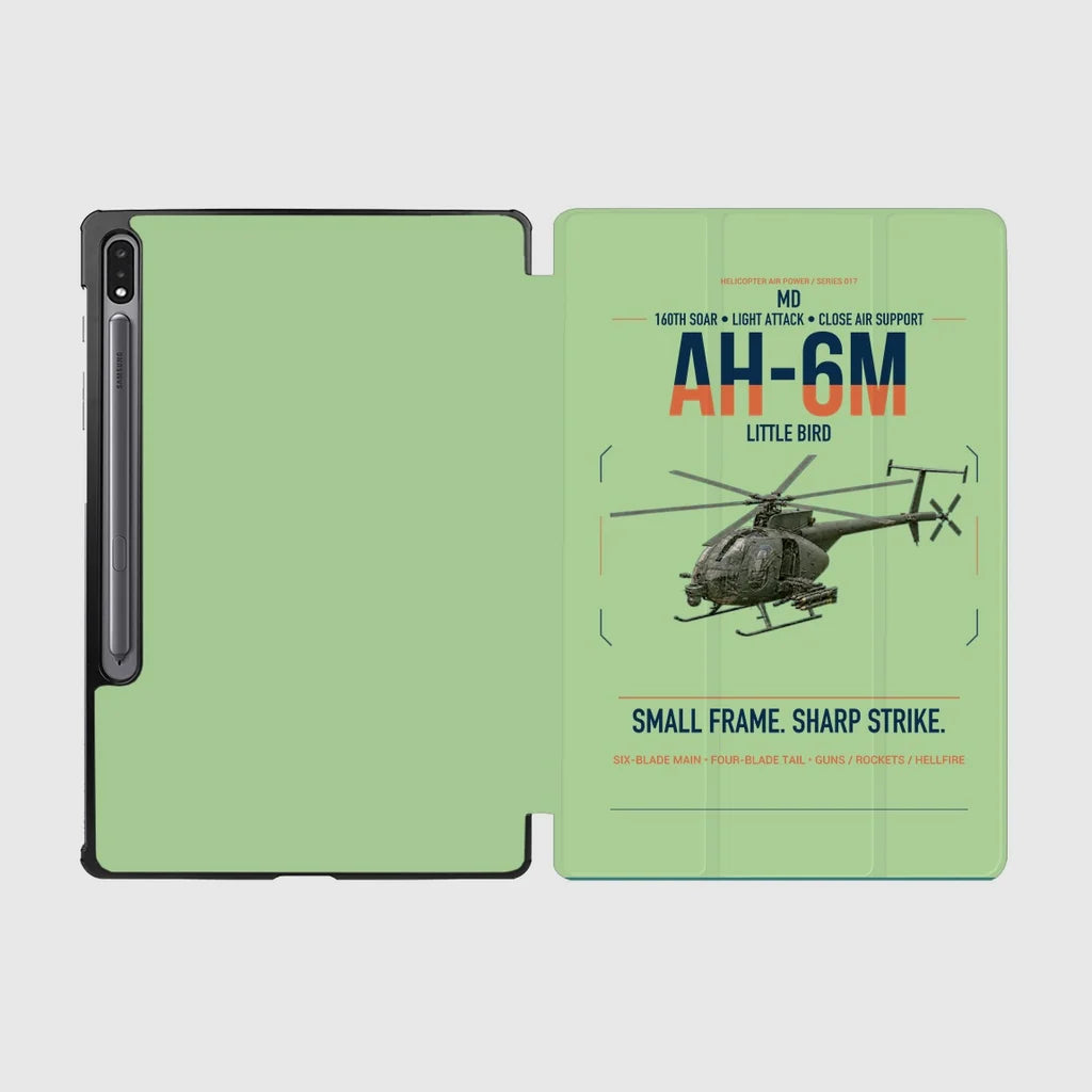 MD AH-6M Little Bird design on light green samsung tablet tablet case