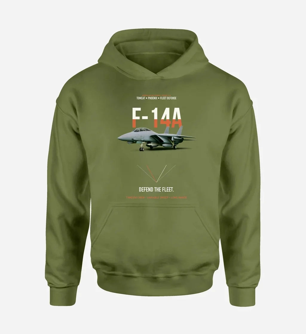 F-14A TOMCAT design on green army hoodie single side