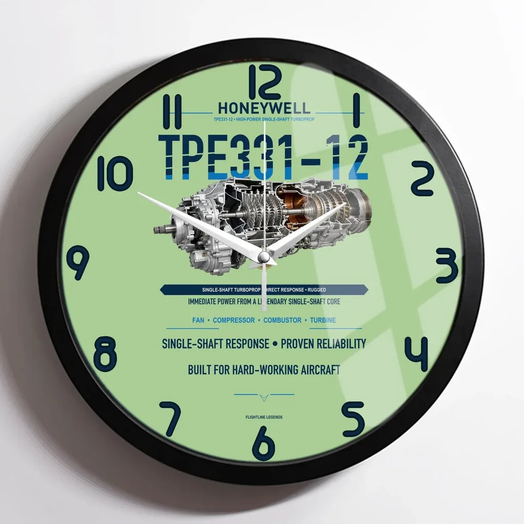 TPE331-12 design on light green framed wall clock