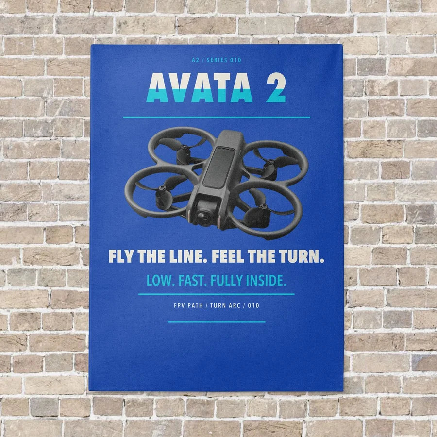DJI Avata 2 vertical canvas print - no frame - blue background