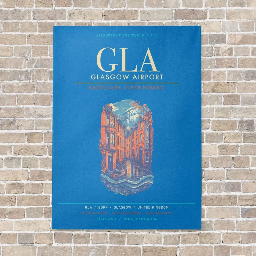 Glasgow Airport GLA - Canvas Framed - Turquoise