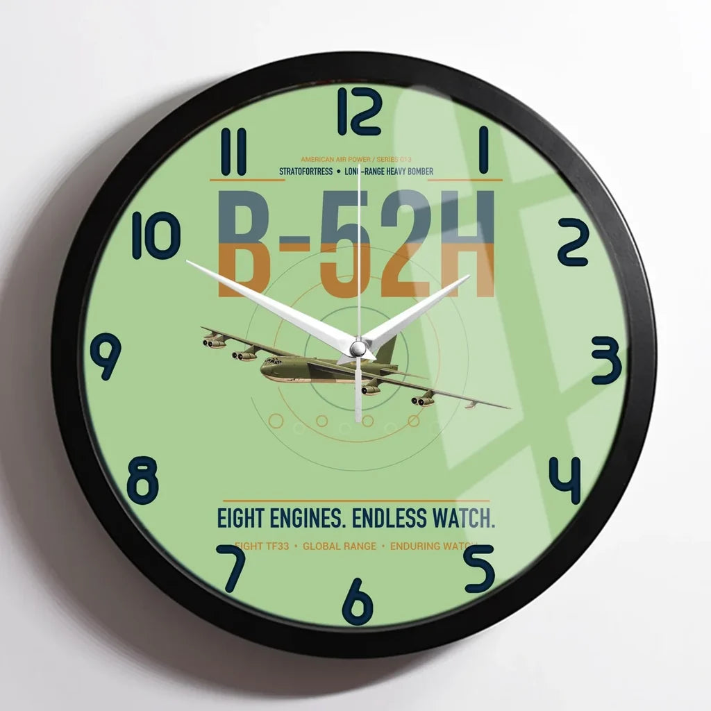B-52H Stratofortress design on light green framed wall clock