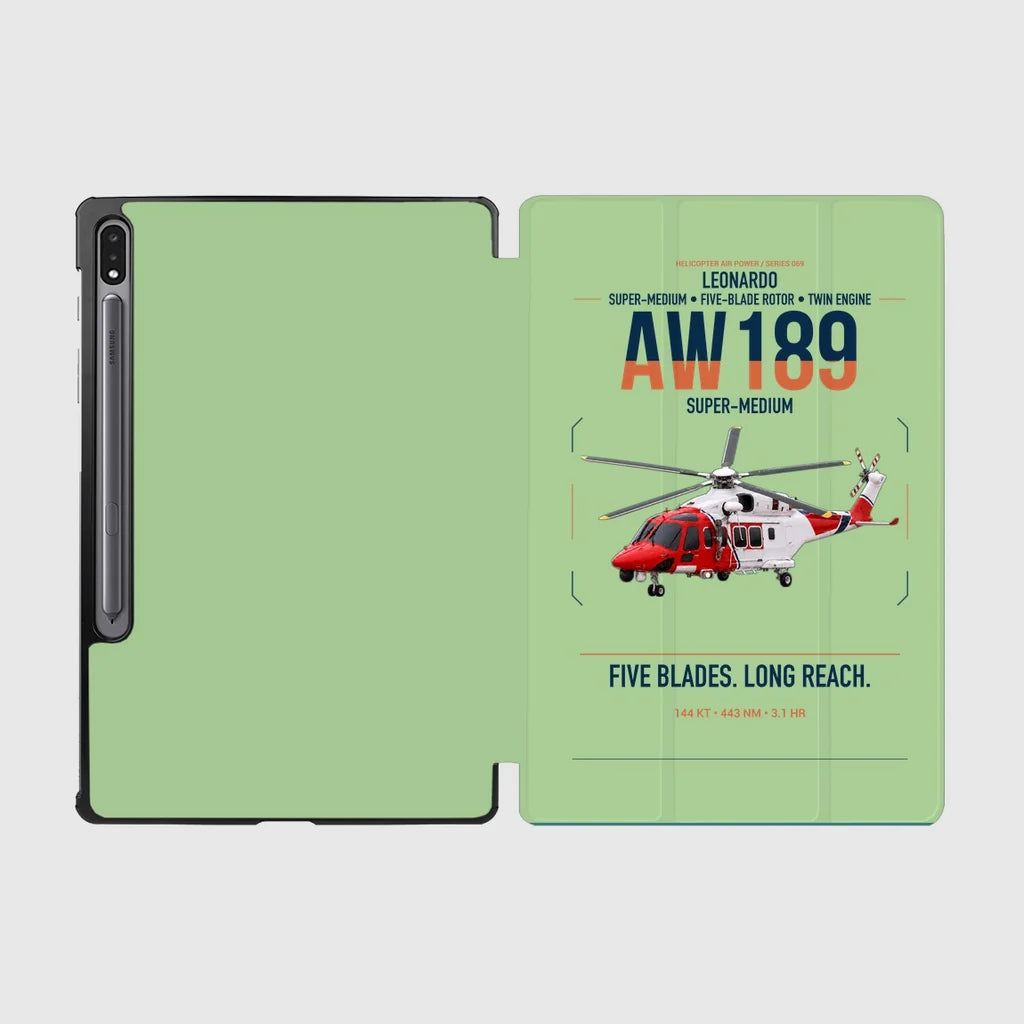 Leonardo AW189 design on light green samsung tablet tablet case