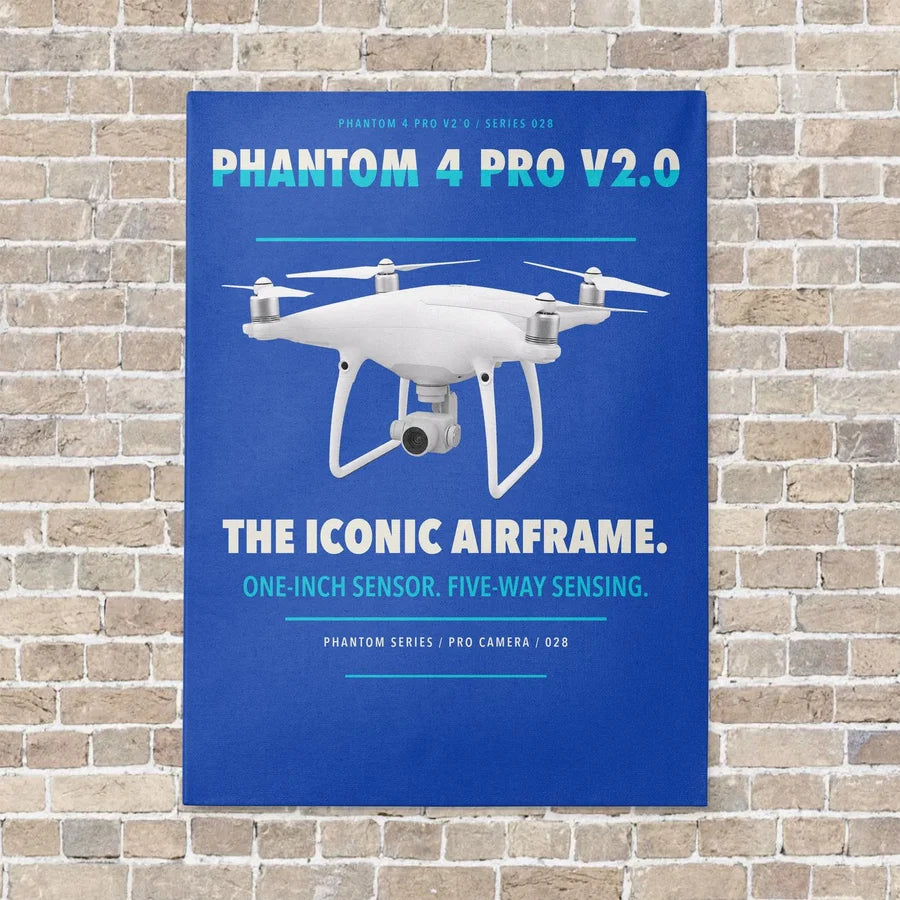 DJI Phantom 4 Pro V2.0 vertical canvas print - no frame - blue background