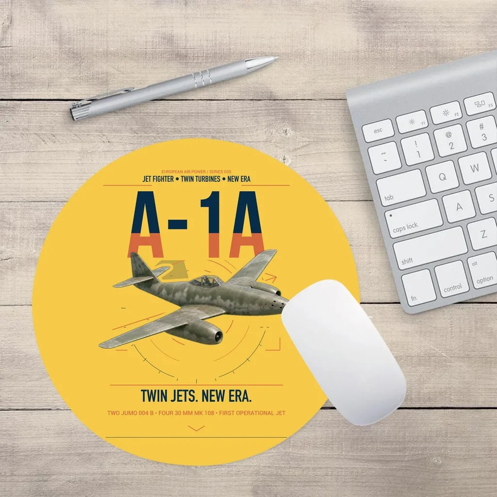 Messerschmitt Me 262A-1a design on yellow round mouse pad
