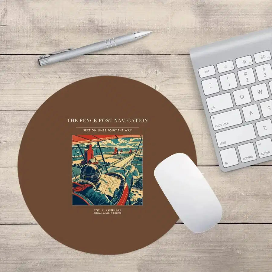 VINTAGE G4390 - The Fence Post Navigation - Designed Mouse Pads design on brown round