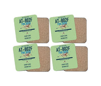 Thumbnail for Air Tractor AT-802F Fire Boss design on light green 4 pieces set coaster