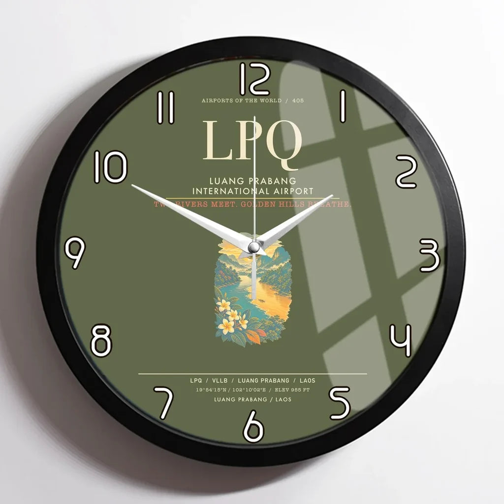 Luang Prabang International Airport LPQ Wall-Clock Framed - Green Army
