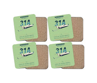 Thumbnail for Bombardier Learjet 31A design on light green 4 pieces set coaster