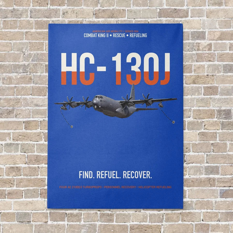 HC-130J COMBAT KING II vertical canvas print - no frame - blue background