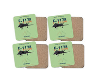 Thumbnail for F-117A Nighthawk Own The Night design on light green 4 pieces set coaster