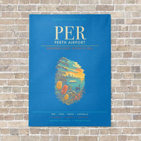 Thumbnail for Perth Airport PER - Canvas Framed - Turquoise