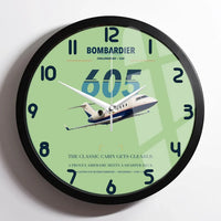 Thumbnail for Bombardier Challenger 605 design on light green framed wall clock
