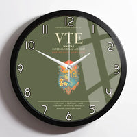 Thumbnail for Wattay International Airport Vientiane VTE Wall-Clock Framed - Green Army