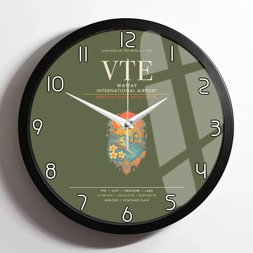 Wattay International Airport Vientiane VTE Wall-Clock Framed - Green Army