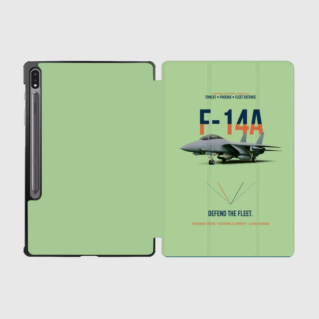 F-14A Tomcat Defend The Fleet design on light green samsung tablet tablet case