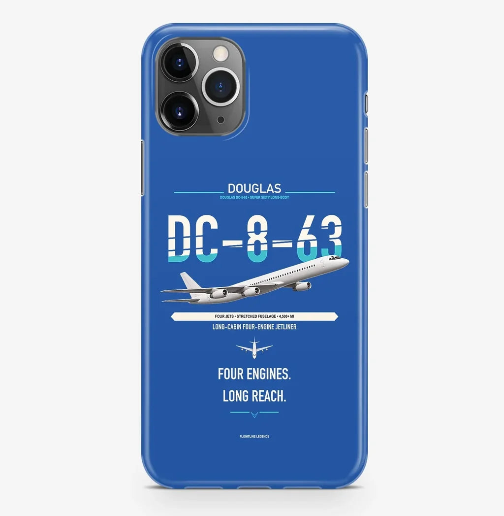 Douglas DC-8-63 design on blue magsafe iphone case, for iPhone Pro Max