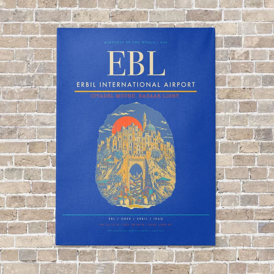 Erbil International Airport EBL vertical canvas print - no frame - blue background