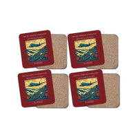Thumbnail for The Tea Terrace Overflight - Designed Coasters design on dark red 4-pieces-set