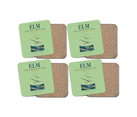 Thumbnail for Elmira Corning Regional Airport (ELM) design on light green 4 pieces set coaster