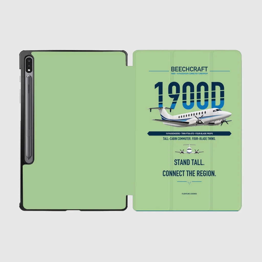 Beechcraft 1900D design on light green samsung tablet tablet case