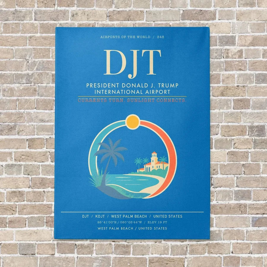 President Donald J. Trump International Airport DJT - Canvas Framed - Turquoise