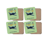 Thumbnail for F6F-5 Hellcat design on light green 4 pieces set coaster