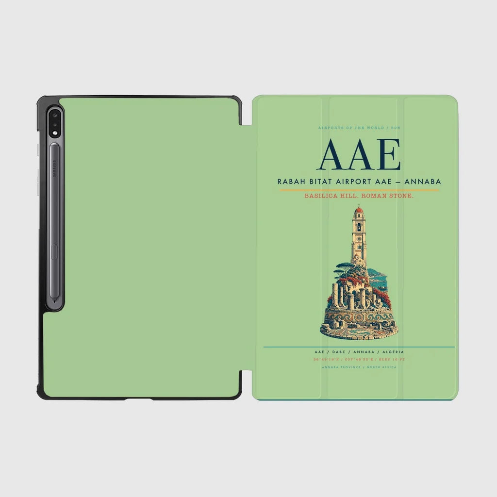 Rabah Bitat Airport (AAE) design on light green samsung tablet tablet case