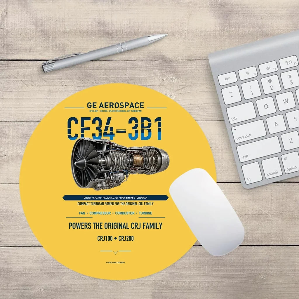CF34-3B1 design on yellow round mouse pad