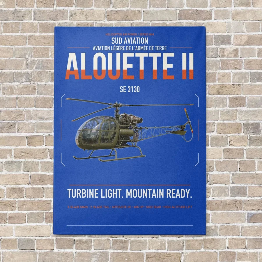 Sud Aviation SE 3130 Alouette II vertical canvas print - no frame - blue background