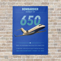 Thumbnail for Bombardier Challenger 650 vertical canvas print - no frame - blue background