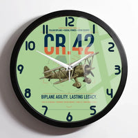 Thumbnail for Fiat CR.42 Falco design on light green framed wall clock