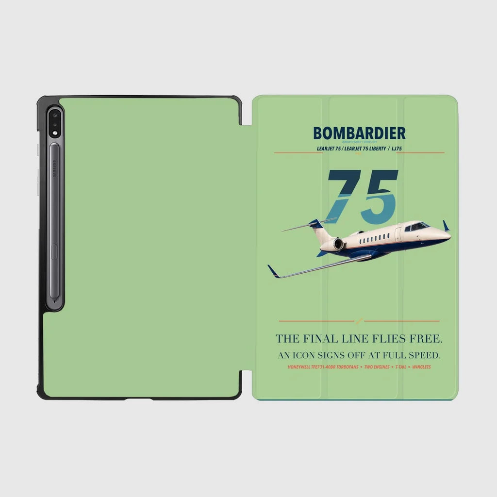 Bombardier Learjet 75 Liberty design on light green samsung tablet tablet case