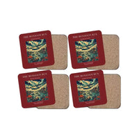 Thumbnail for The Monsoon Run - Designed Coasters design on dark red 4-pieces-set
