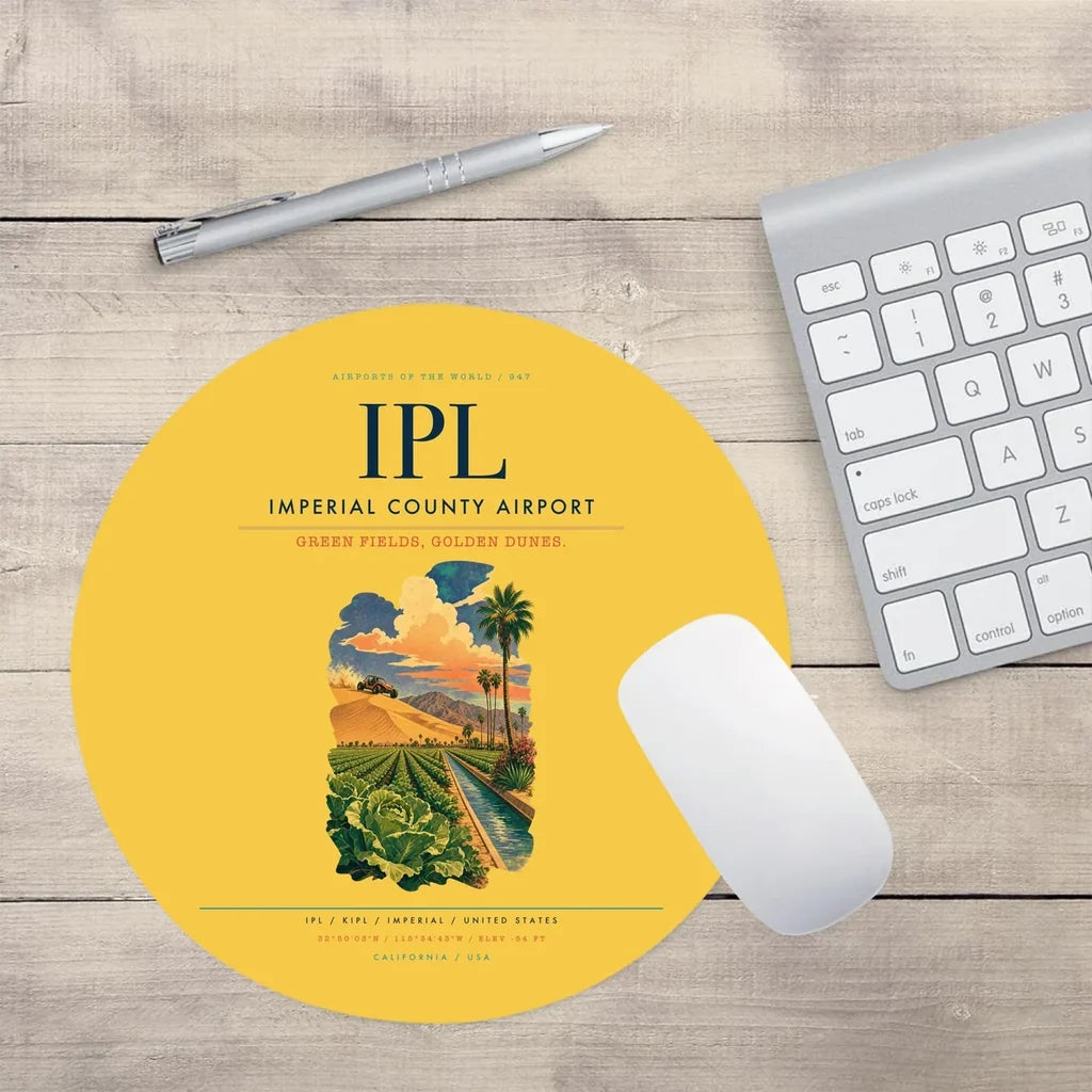 Imperial County Airport (IPL) design on yellow round mouse pad