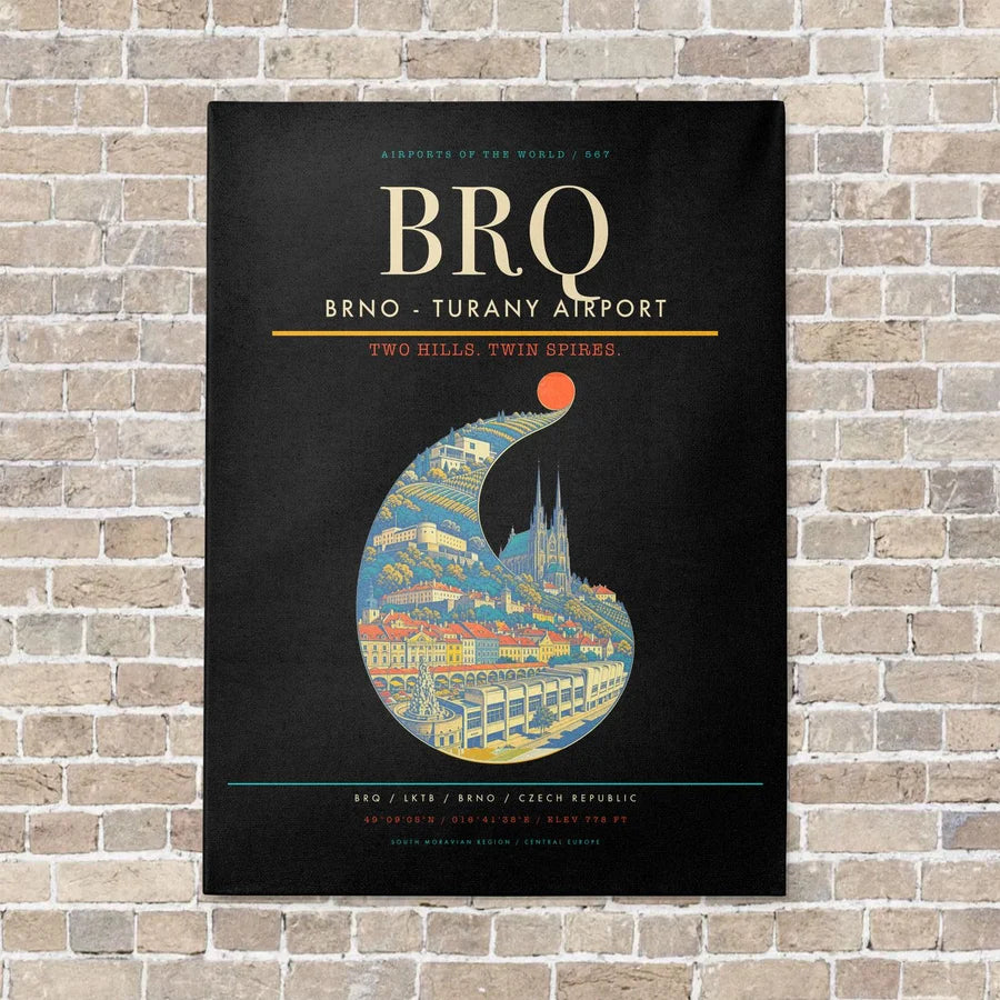 Brno - Turany Airport BRQ - Canvas No Frame - Black