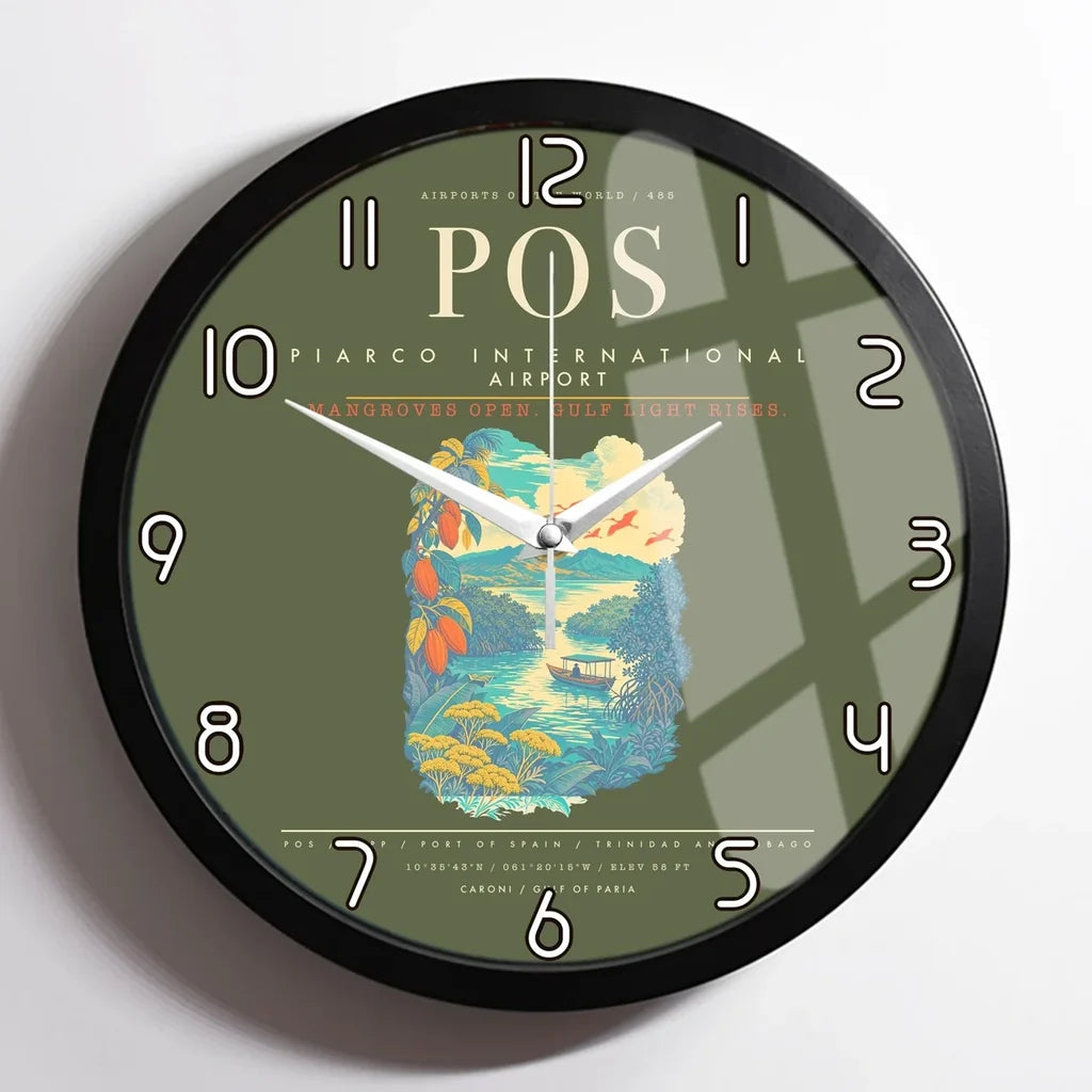 Piarco International Airport POS Wall-Clock Framed - Green Army