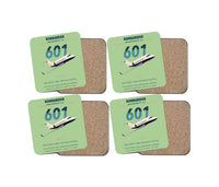 Thumbnail for Bombardier Challenger 601 design on light green 4 pieces set coaster