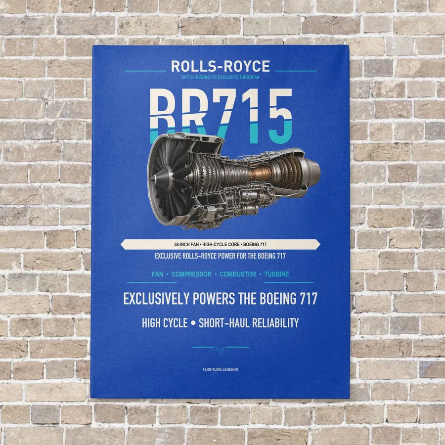 BR715 vertical canvas print - no frame - blue background