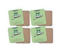 Thumbnail for Bombardier Learjet 25 design on light green 4 pieces set coaster