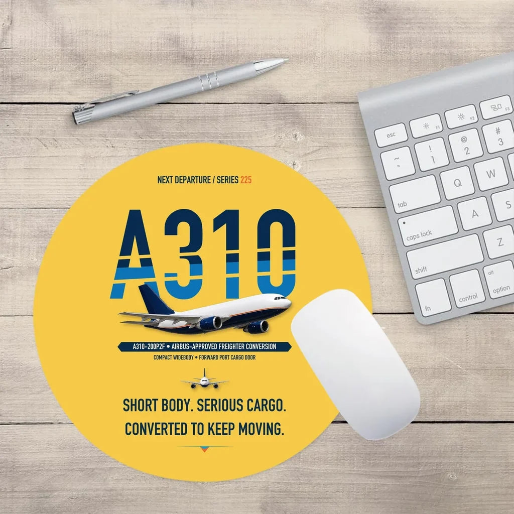 Airbus A310-200P2F design on yellow round mouse pad