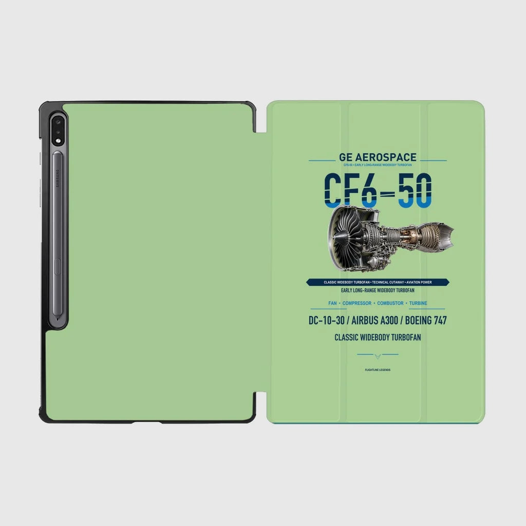CF6-50 design on light green samsung tablet tablet case