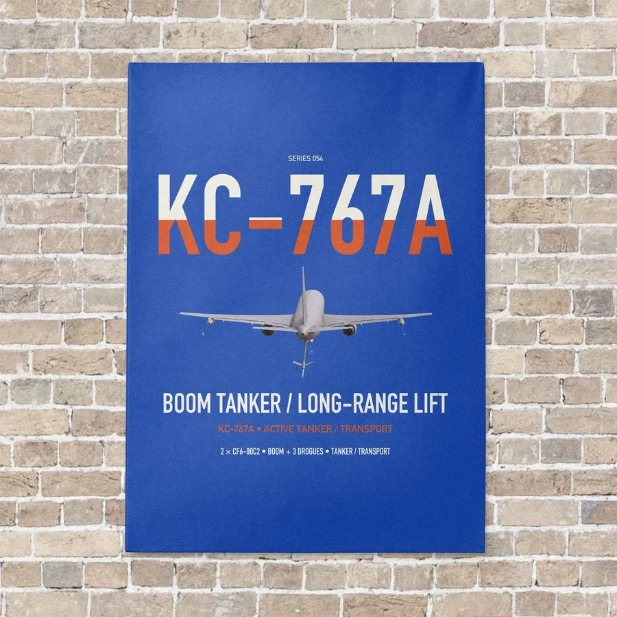 Boeing KC-767A vertical canvas print - no frame - blue background