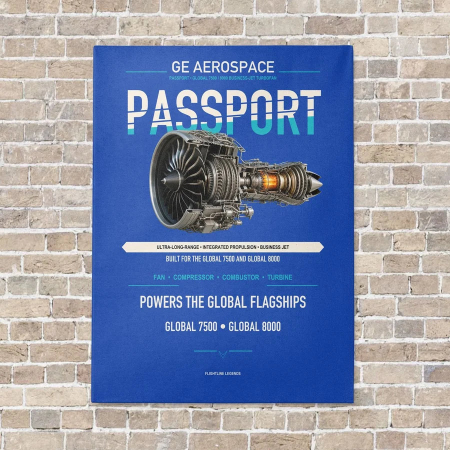 PASSPORT vertical canvas print - no frame - blue background